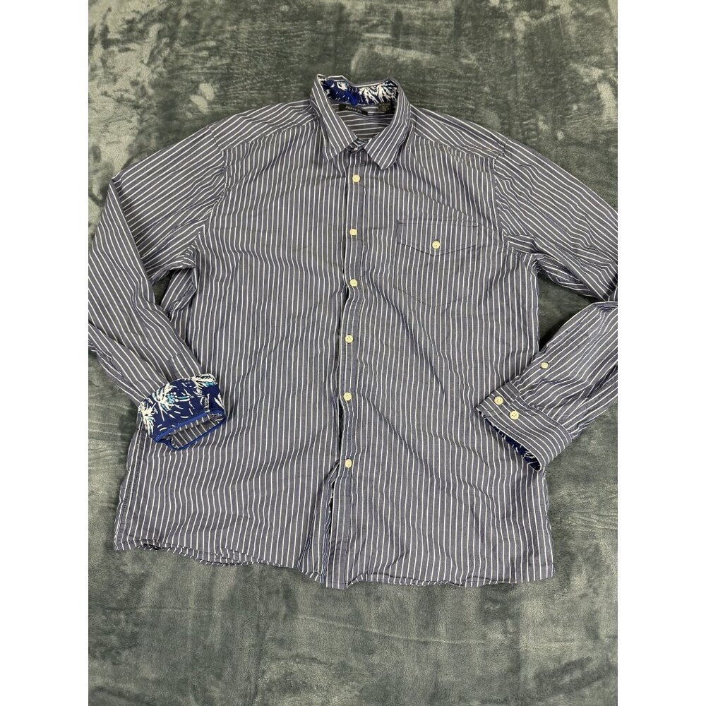 Kenneth Cole Reaction Mens XL Striped Long Sleeve Button Shirt